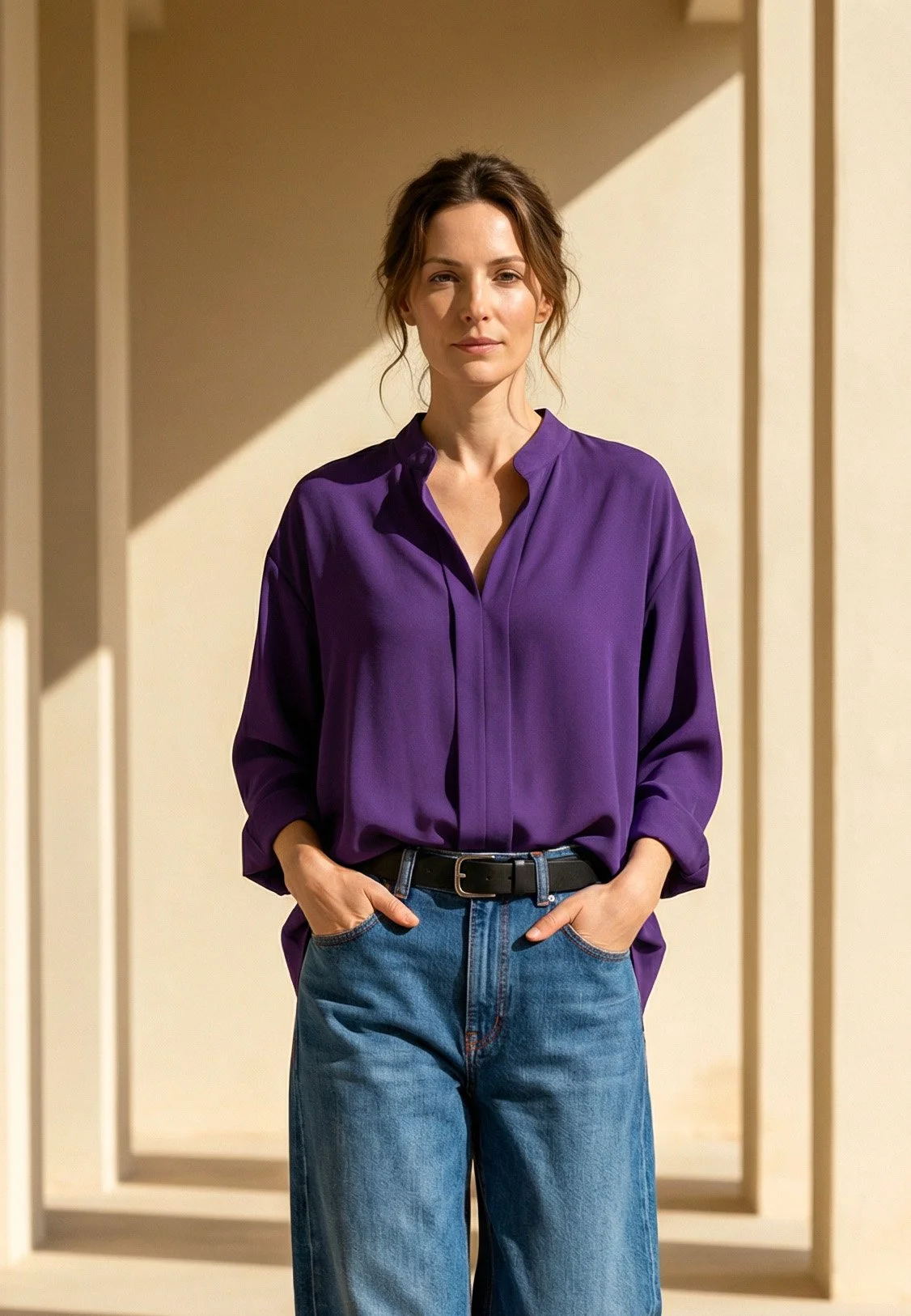 Koszula dzianinowa OVER kolor fioletowy