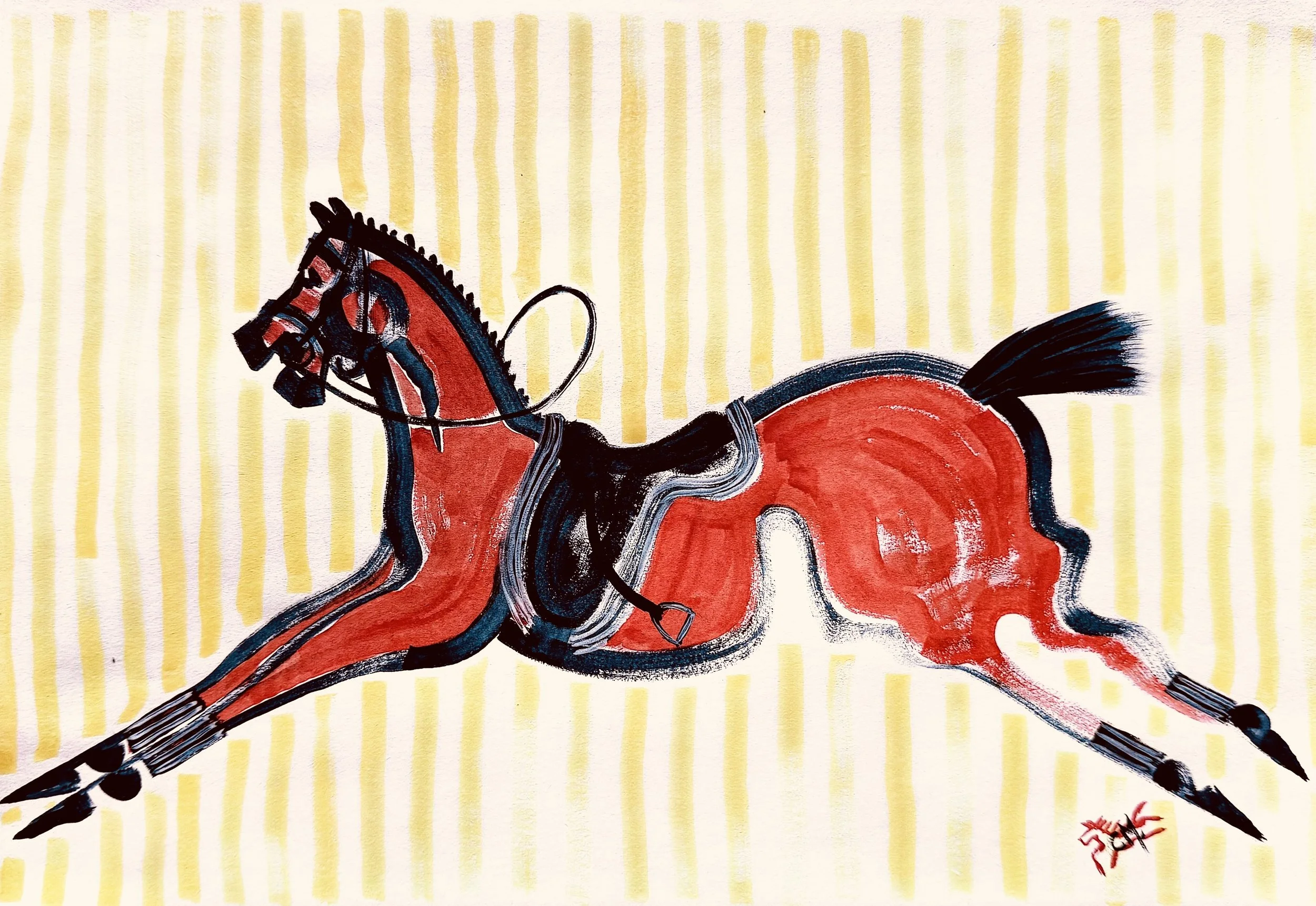 Indigo & Red Mount Watercolor Study