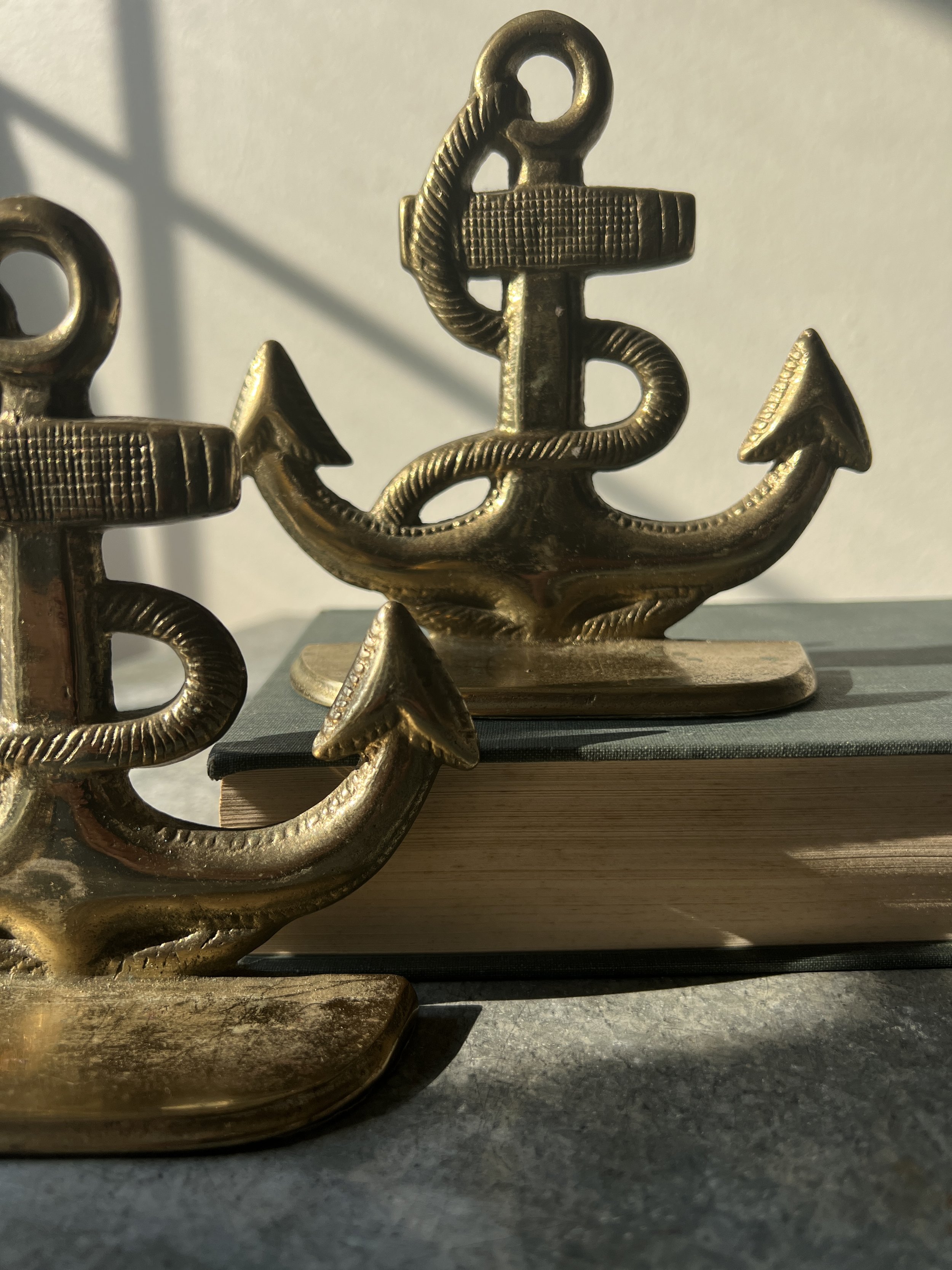 Vintage Brass Rope & Anchor Bookends — Tributary Collective