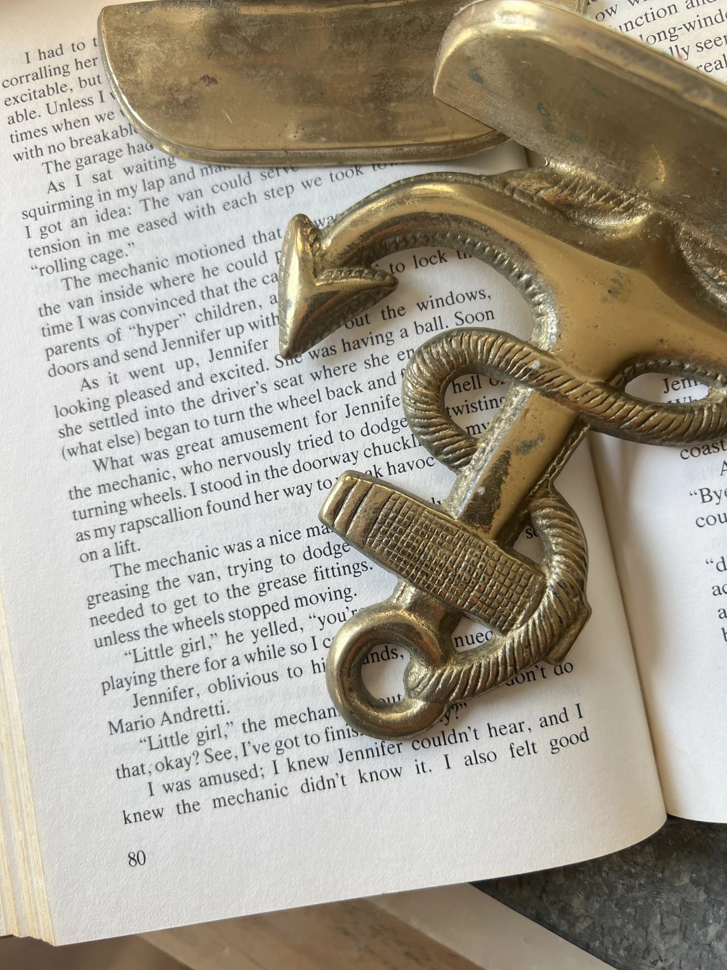 Vintage Brass Rope & Anchor Bookends — Tributary Collective