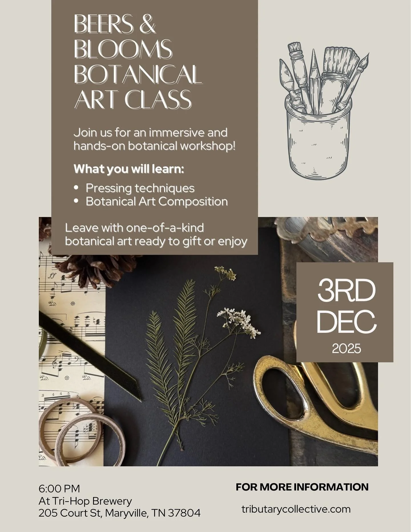 Add a little holiday magic to your midweek with Beers &amp; Blooms, a festive pressed flower workshop hosted at the cheerful @trihopbrewery ! Gather your friends or that special someone for a cozy night of creativity, craft brews, and botanical beaut