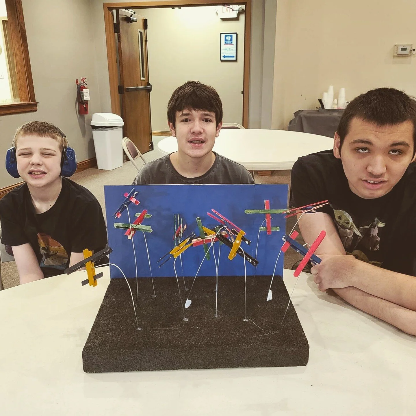 The finish dog fight!!! The guys would love to hear what you think of their finished project!

As we mentioned in a progress post, this was inspired by World War I aviation warfare. 

The guys took turns placing their planes making strategic choices 