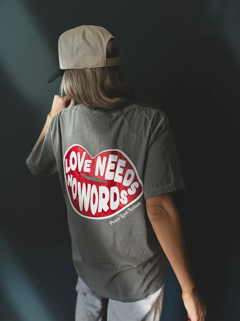 Pocket tee, love needs no words — PEACE LOVE AUTISM