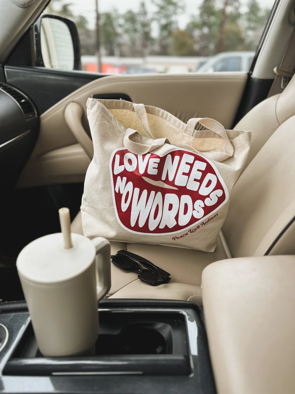 Large Tote, Love Needs No Words — PEACE LOVE AUTISM