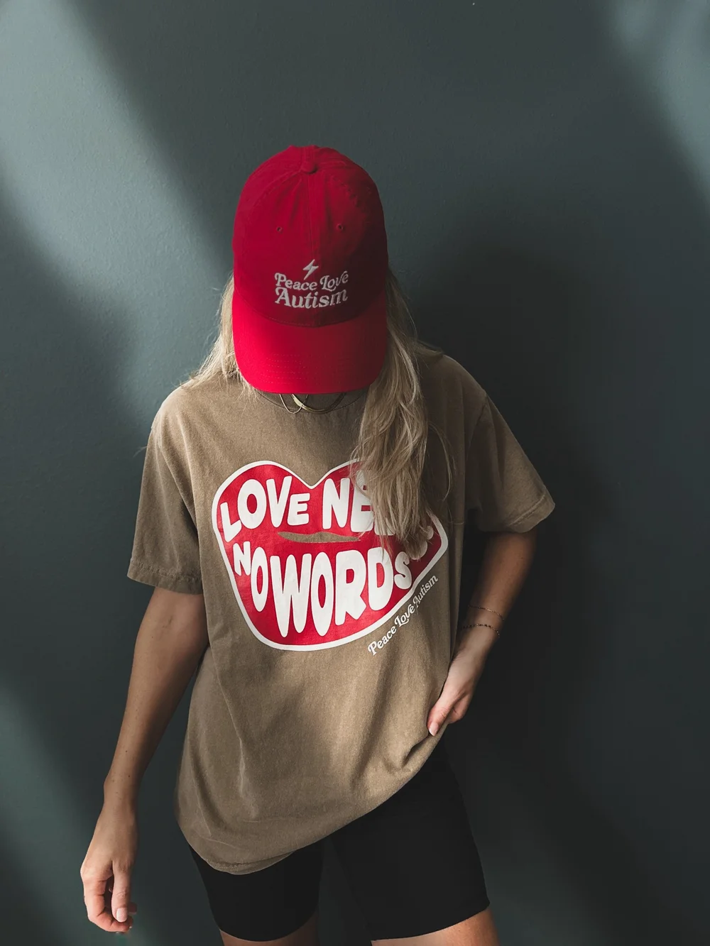 Vintage Brown Love Needs No Words Tee — PEACE LOVE AUTISM
