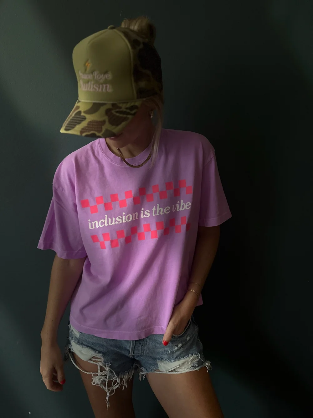 Neon Violet Inclusion is the Vibe Boxy Tee — PEACE LOVE AUTISM