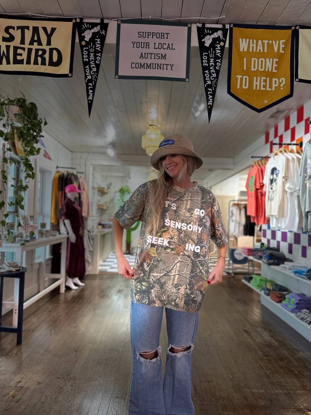 Camo Oversized Let's Go Sensory Seeking Tee — PEACE LOVE AUTISM