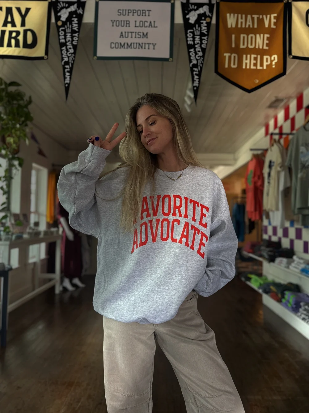 Red + Ash Favorite Advocate Sweatshirt — PEACE LOVE AUTISM