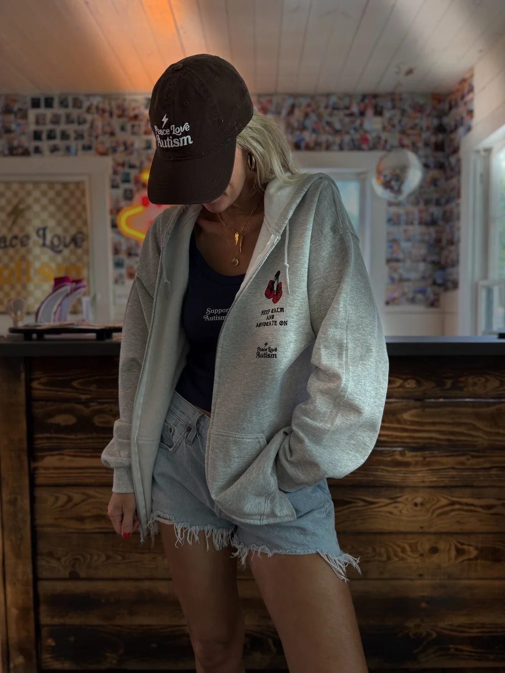 Keep Calm Full-Zip Hooded Sweatshirt — PEACE LOVE AUTISM