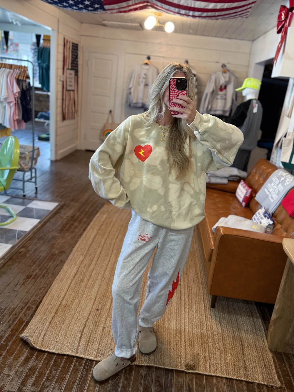 Red Lightning Logo Sweatpants — PEACE LOVE AUTISM