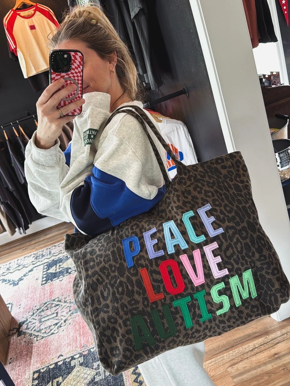 Leopard Rainbow Tote — PEACE LOVE AUTISM