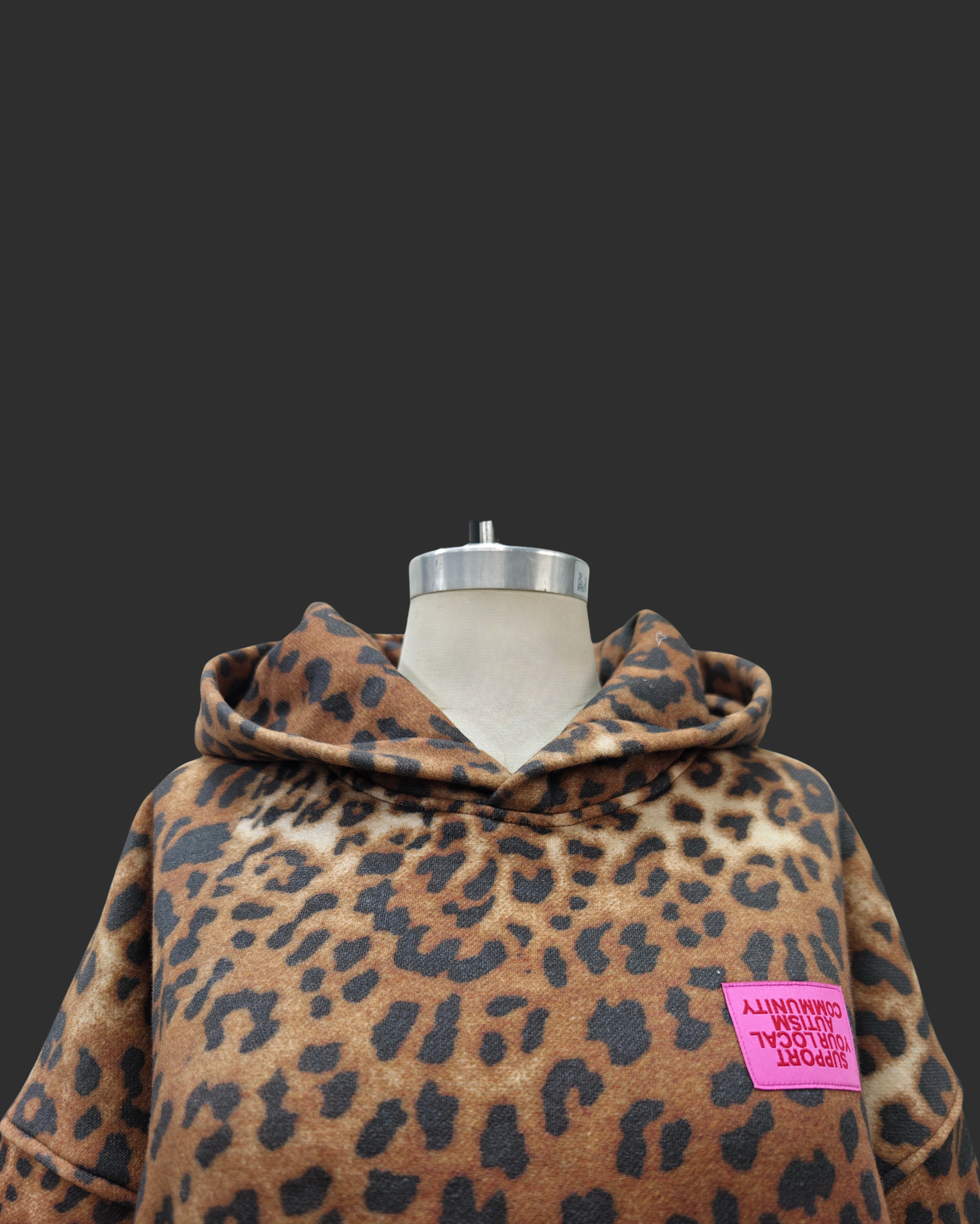 Embroidered Leopard Patch Hoodie — PEACE LOVE AUTISM