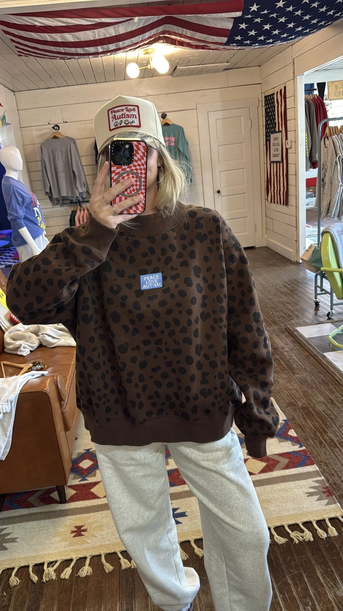 Blue Patch Animal Print Mockneck