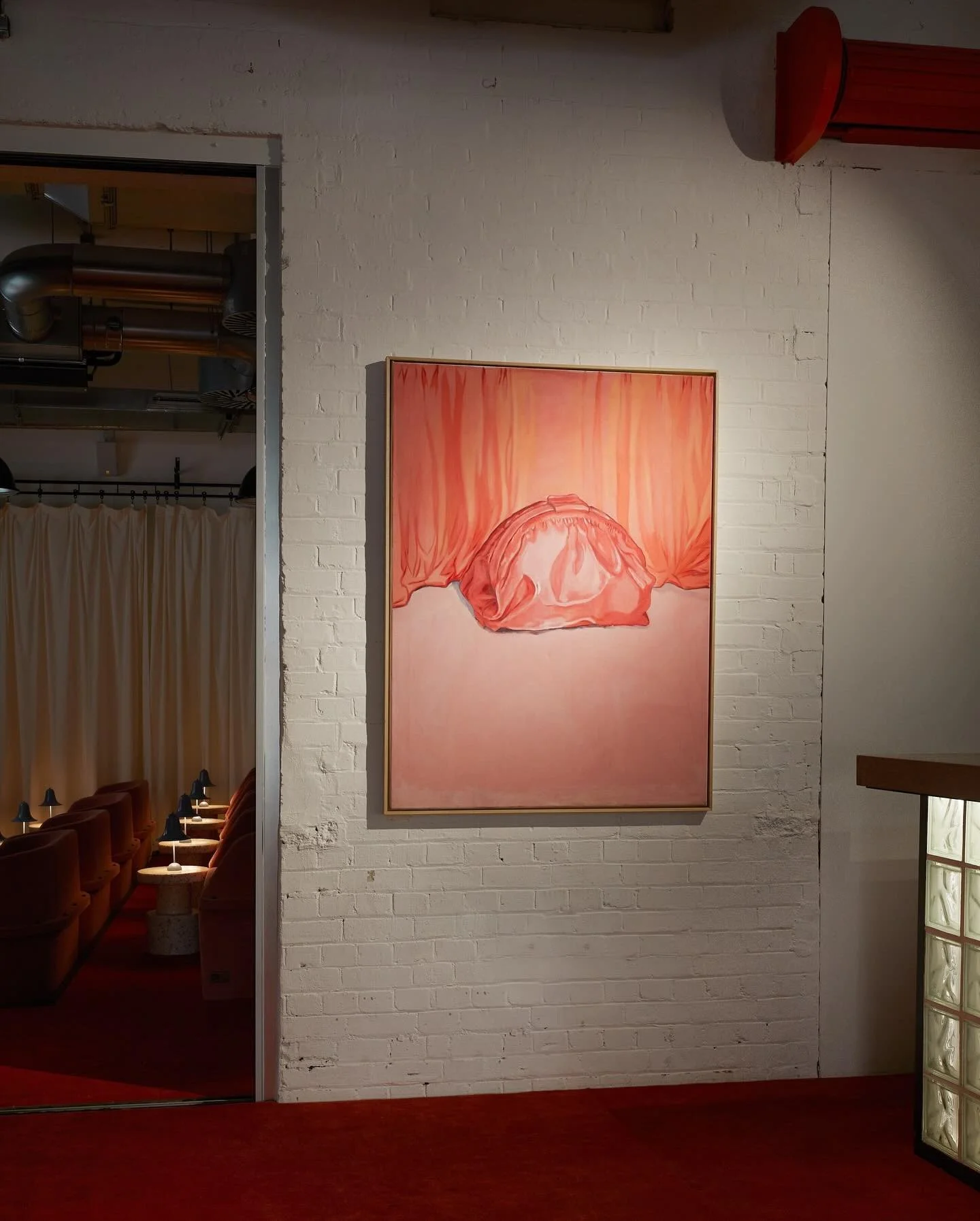👛 '⁠Eloise' by Ollie White (@olliewhiteartist) adorned the wall next to our 24-seat cinema entrance, in the winter of our first year open.⁠
⁠
The artist's debut solo exhibition 'Something Borrowed' opens tomorrow 5 September at our neighbours' Haric