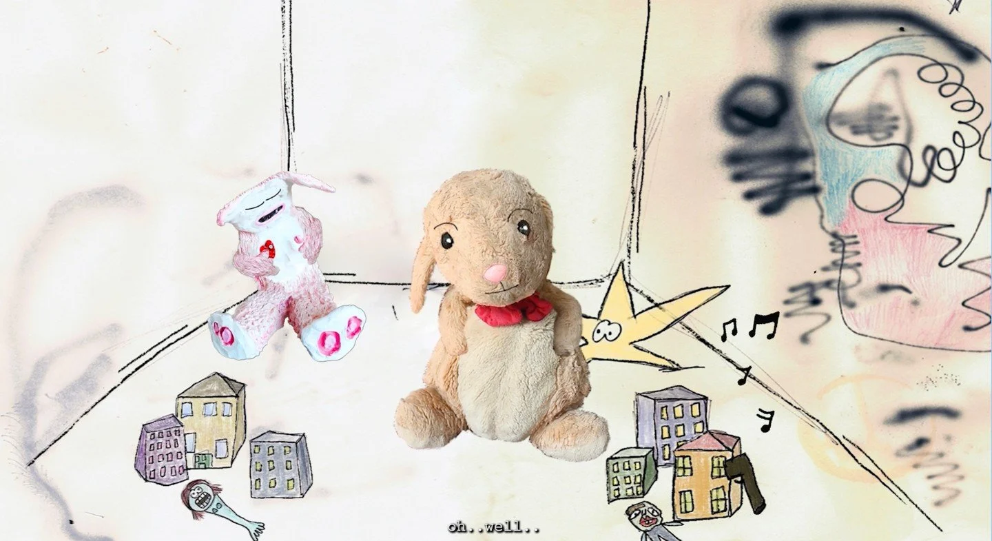 Tia O'Donnell (@tia4u) joins our digital installation roster this Autumn with 'Two Shakes of a Rabbits Tail', now on view at Shoreditch Arts Club 🐰⁠ 
⁠
The film explores themes of therapy through animation, combining sculpture and childlike illustra
