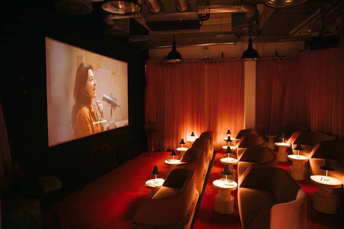 A hidden gem in Shoreditch and pièce de résistance of the club, our surround-sound cinema provides three tiers of seating levels for 24 guests.
Photo from the launch of new podcast @visionaries hosted by filmmaker Alice Aedy (@alicea