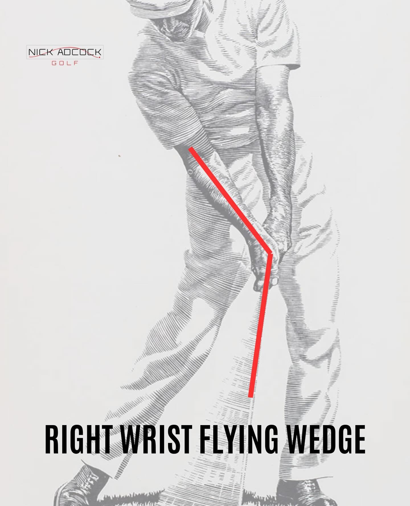 RIGHT WRIST FLYING WEDGE - The concept of the right wrist flying wedge (for a right handed golfer) is one of the cornerstones of controlling the low point of the swing. 

The RWFW is defined as the angle formed between the trail forearm and the shaft