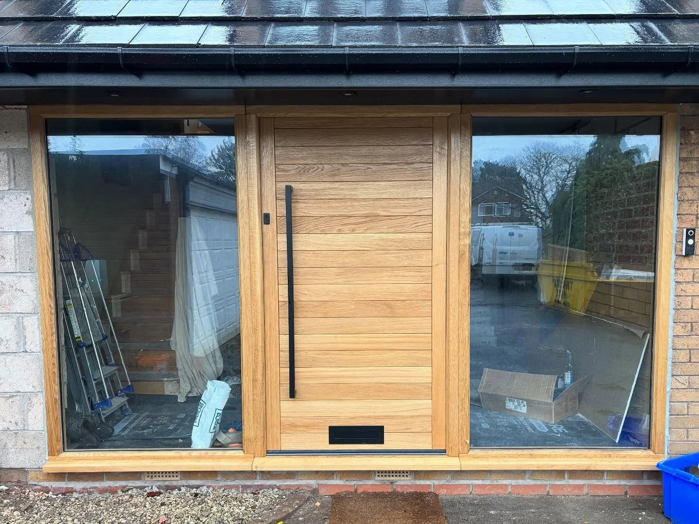 A rainy day to finish up this giant of an oak door in Hagley before rendering in the spring🫶🏻

If you&rsquo;re thinking about upgrading your front door or looking for beautifully crafted timber windows and doors, we&rsquo;d love to help bring your 