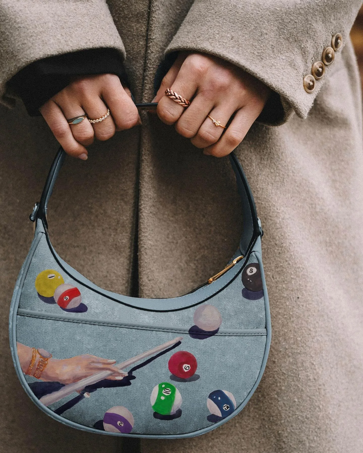 the pool bag. watercolor and gouache on bristol board. photo from unsplash. &copy; 2024 Bea Campbell