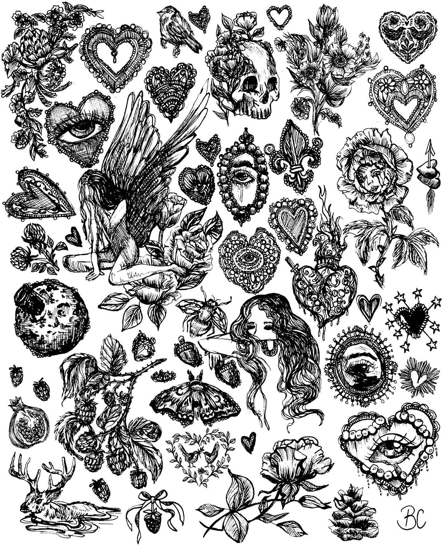 february flash sheet🤍 micron pens on mixed media paper