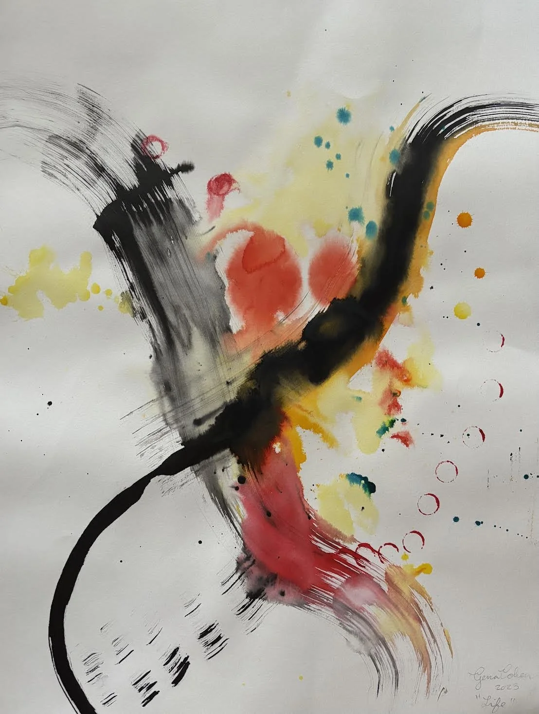 LIFE - 30" by 24" - ink on paper - 2023