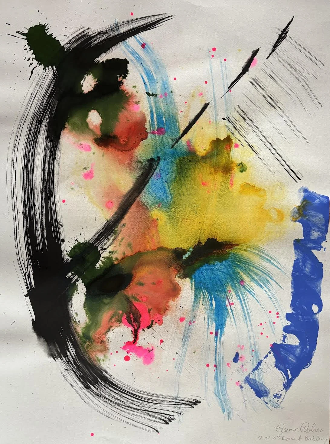 FOREST BATHING - 30" by 24" - ink on paper - 2023