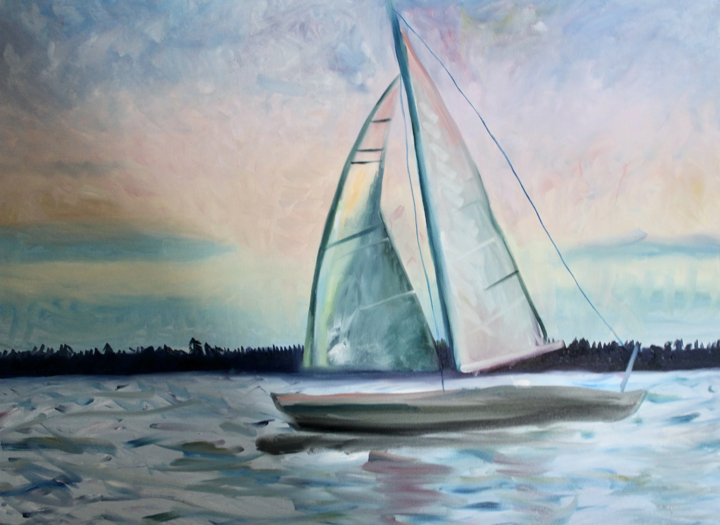 THE SAILBOAT - 36" by 48" by 1.5" - oil on canvas - SOLD