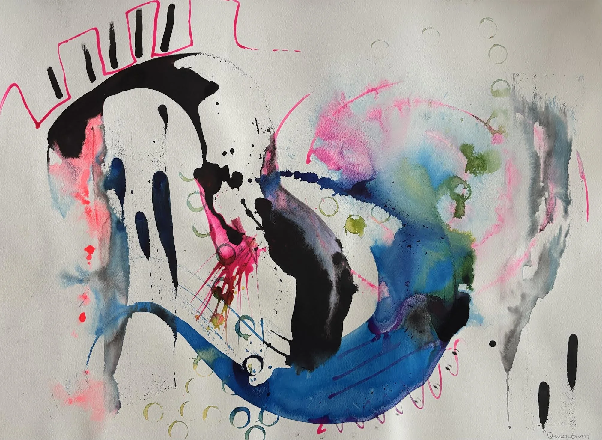 QUANTUM MECHANICS - 24" by 30" - ink on paper - 2023