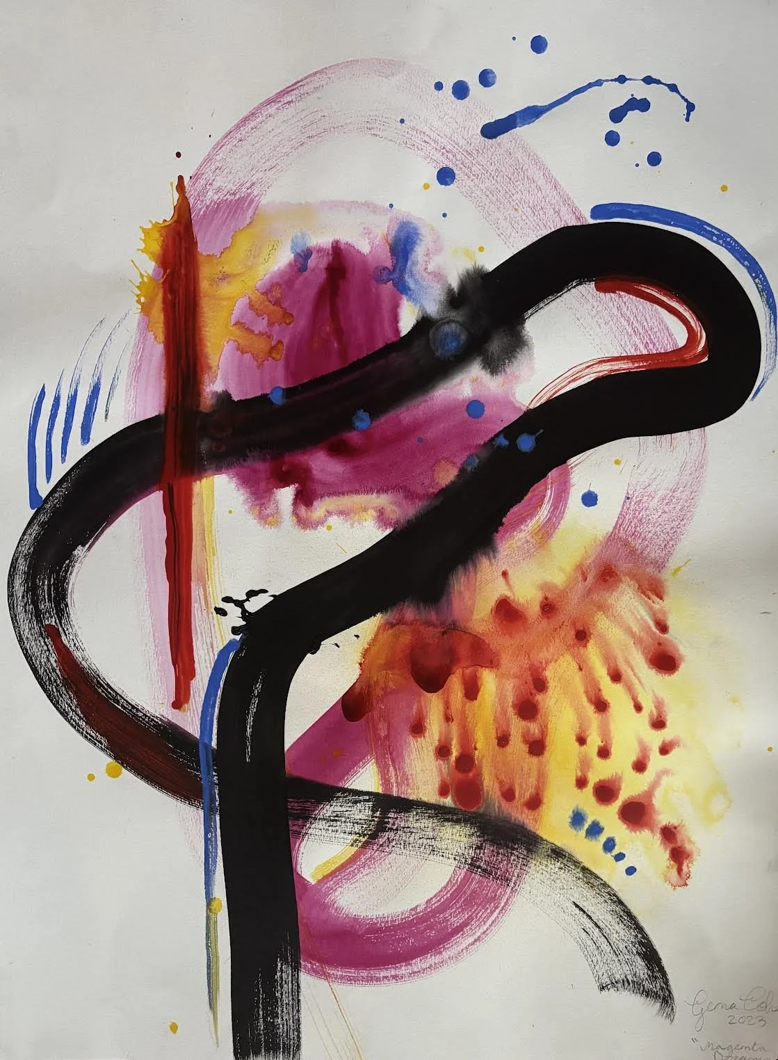 MAGENTA DREAMS - 30" by 24" - ink on paper - 2023