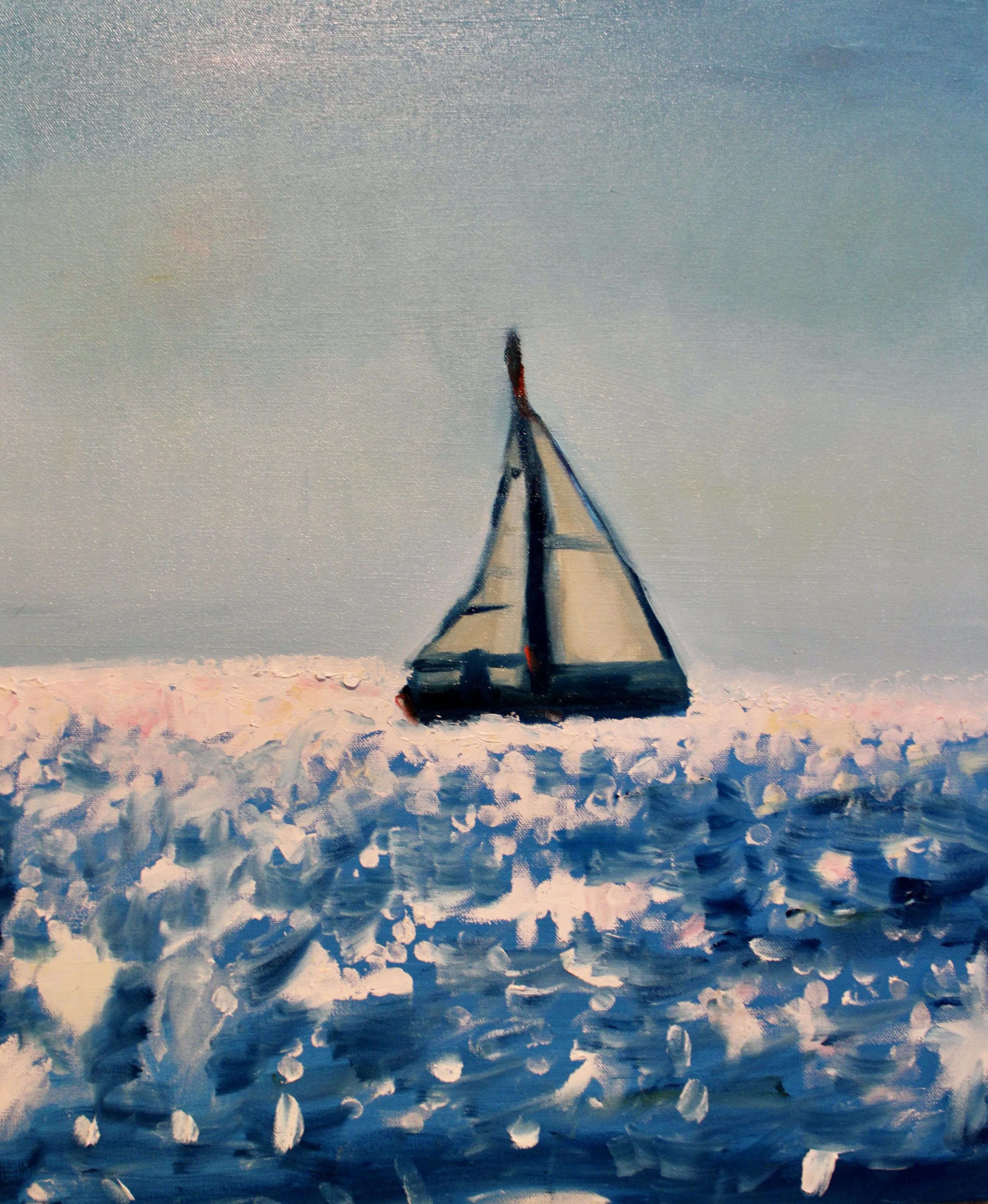 ONE MILLION SUNS - SAILING ON LAKE MINNETONKA - 24" by 20" by 1.5" - oil on canvas - 2026