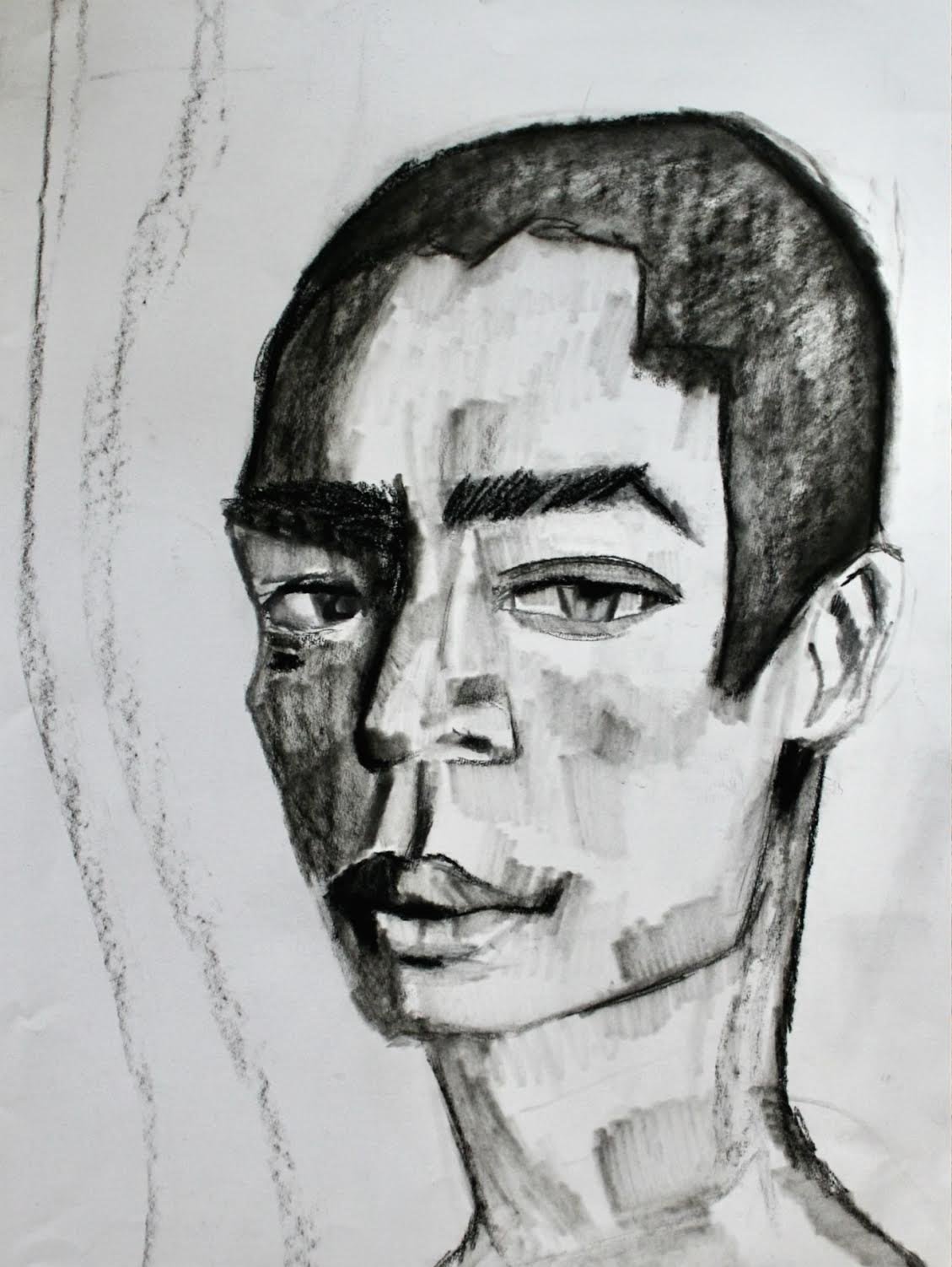 As Resilient as a Tiger - 30" by 23" charcoal on archival paper - 2023