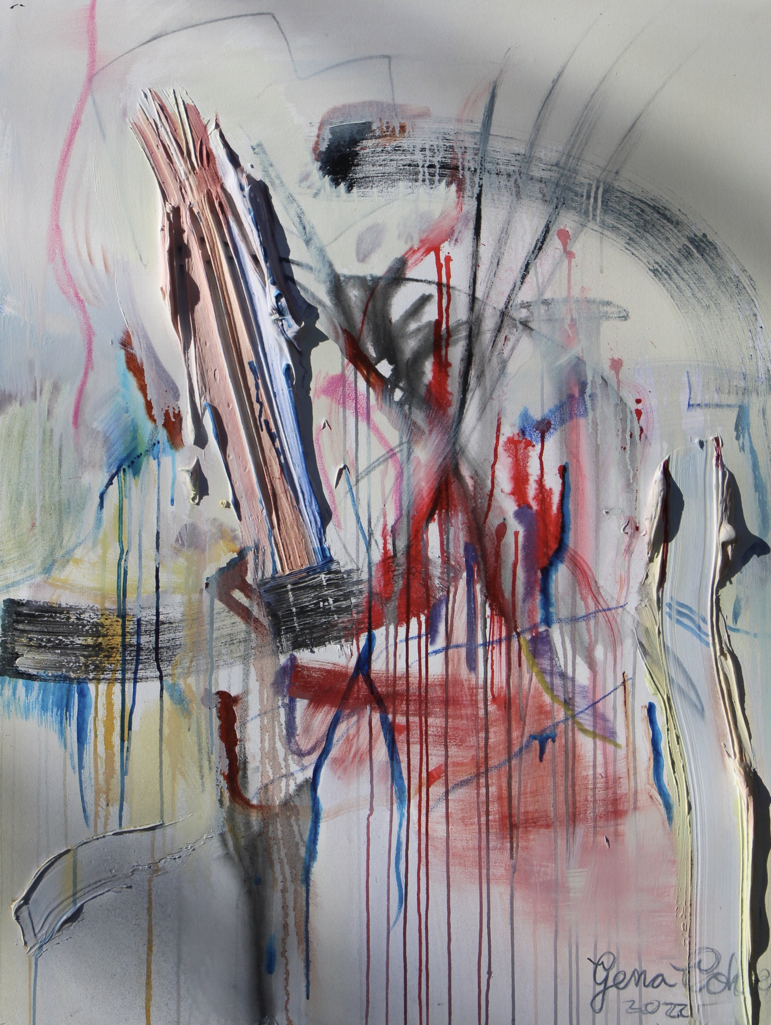 SYMPHONY - oil and mixed media on canvas - textured - 48" by 36" by 1.5" 2022