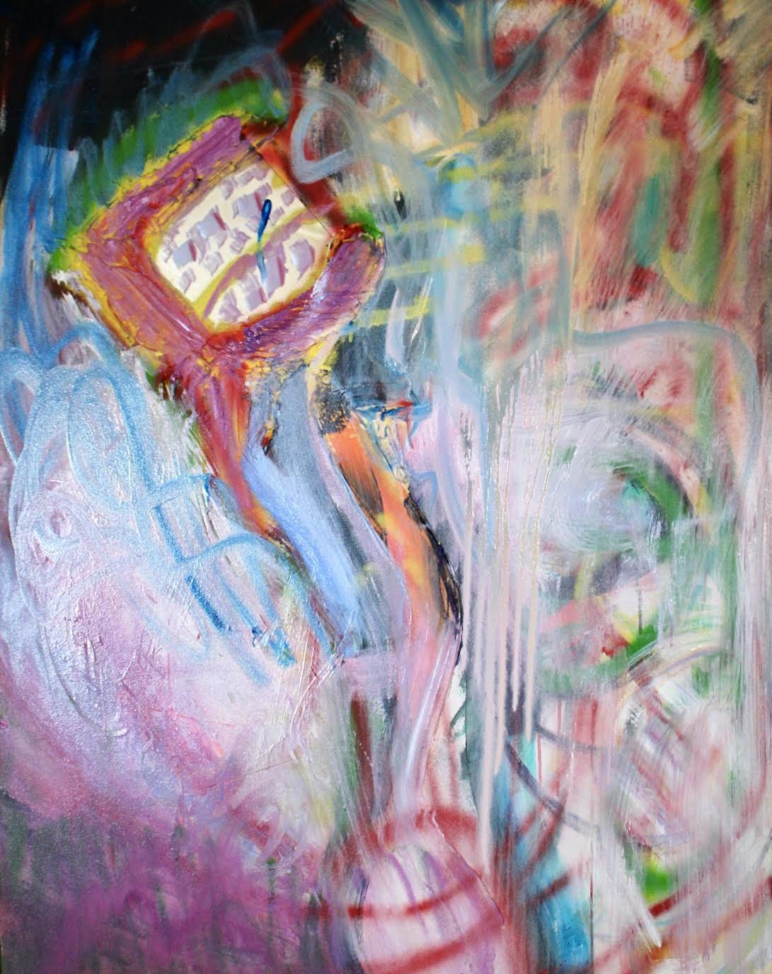 MUSE - oil, mirror and mixed media on canvas - 48" by 36" by 1.5" - textured - 2024