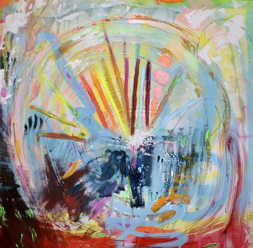 SUPERNOVA - acrylic and mixed media on canvas - textured - 48" by 48" by 1.5" - 2024