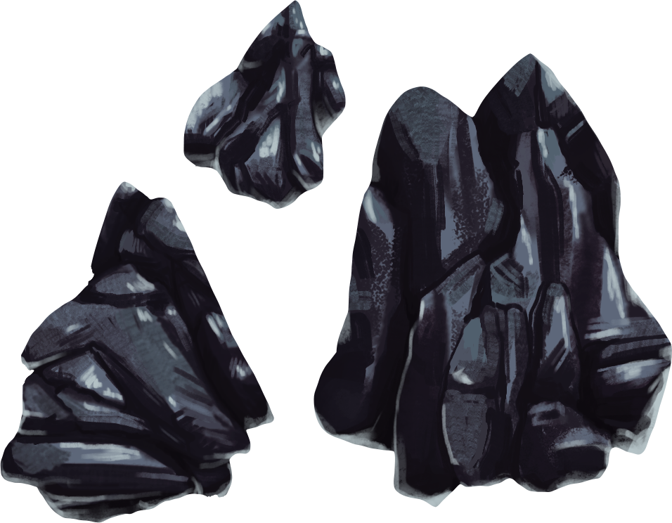 Three pieces of obsidian