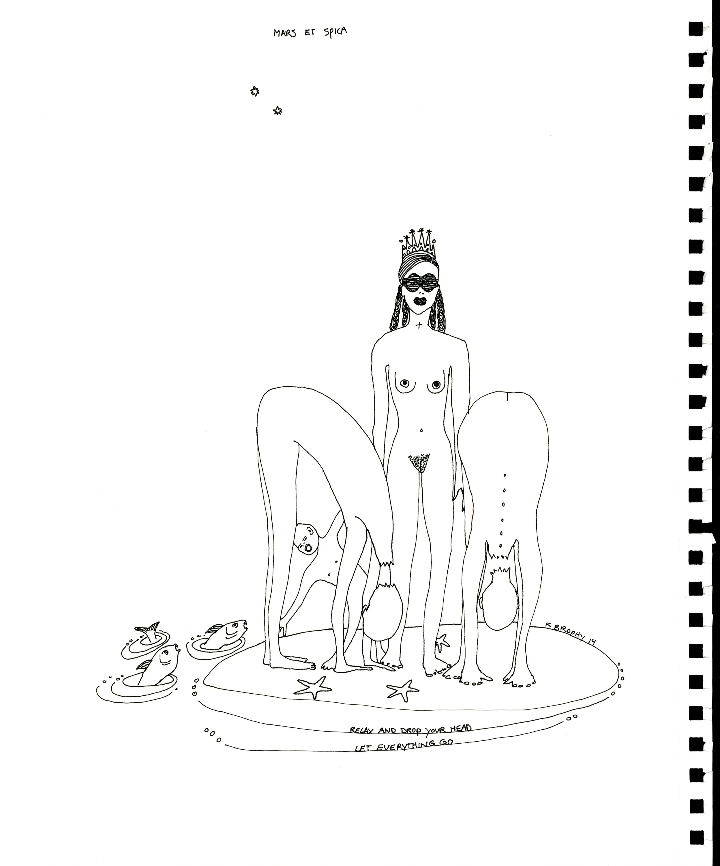 Relax and Drop Your Head - 2014,
Ink on paper,
11" x 14”