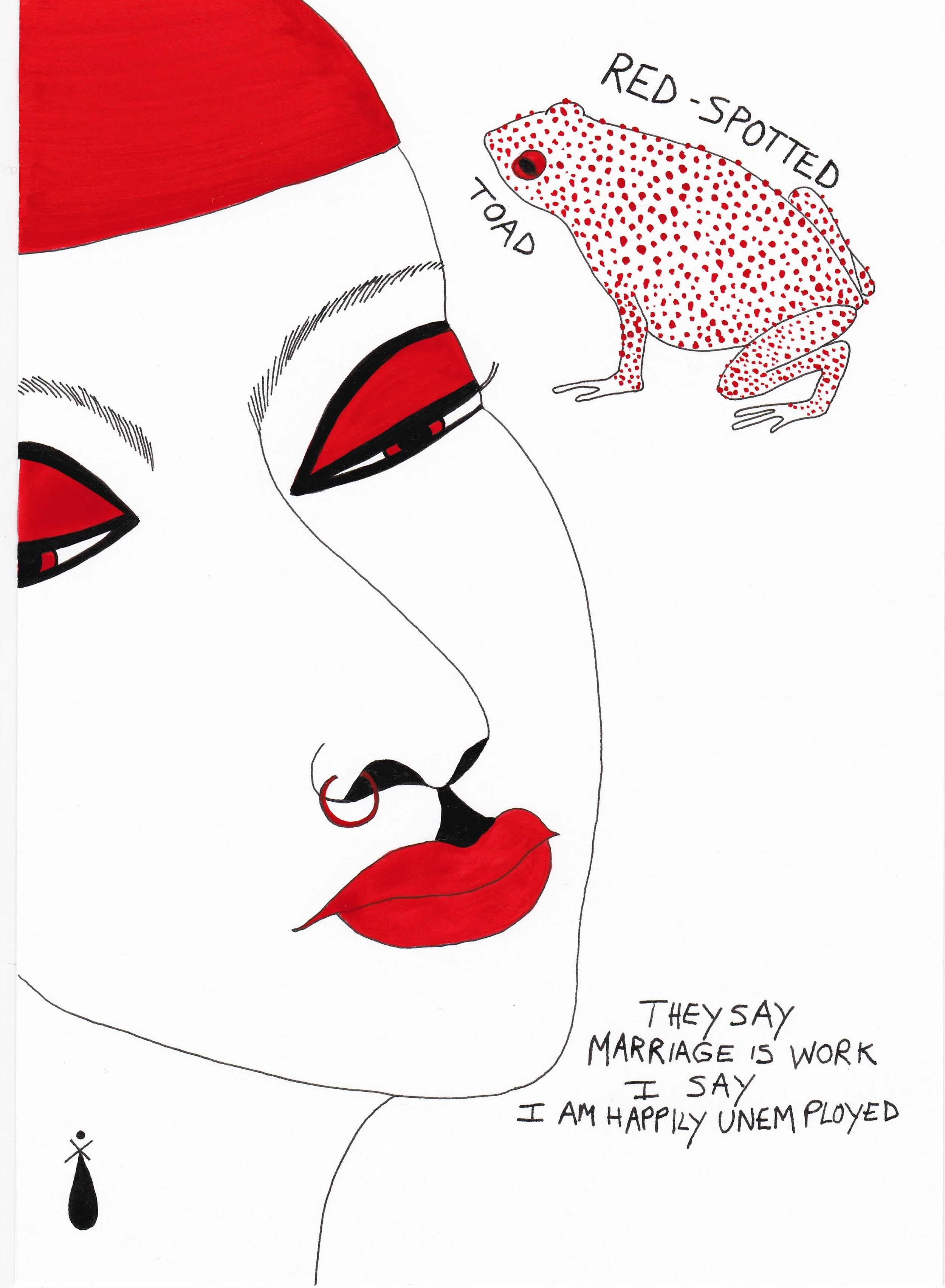 Red-Spotted Toad - 2015,
Ink and acrylic ink on Bristol paper,
6" x 8.5”