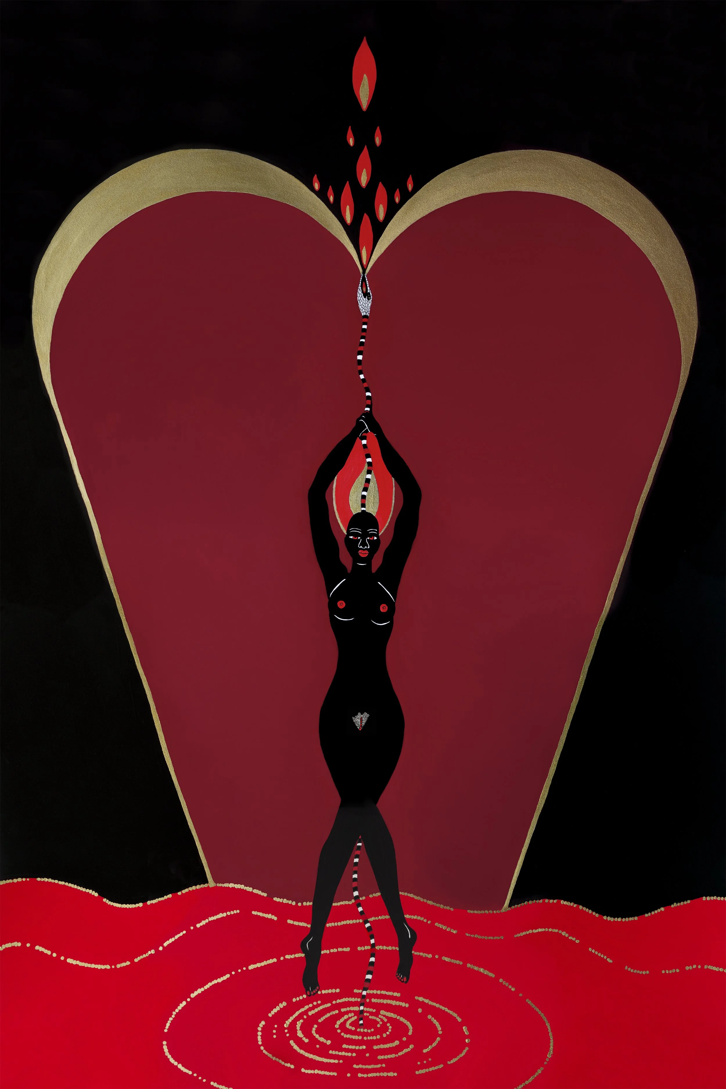 Queen of Wands – 2022, ink and gouache on Bristol paper, 20” x 30”