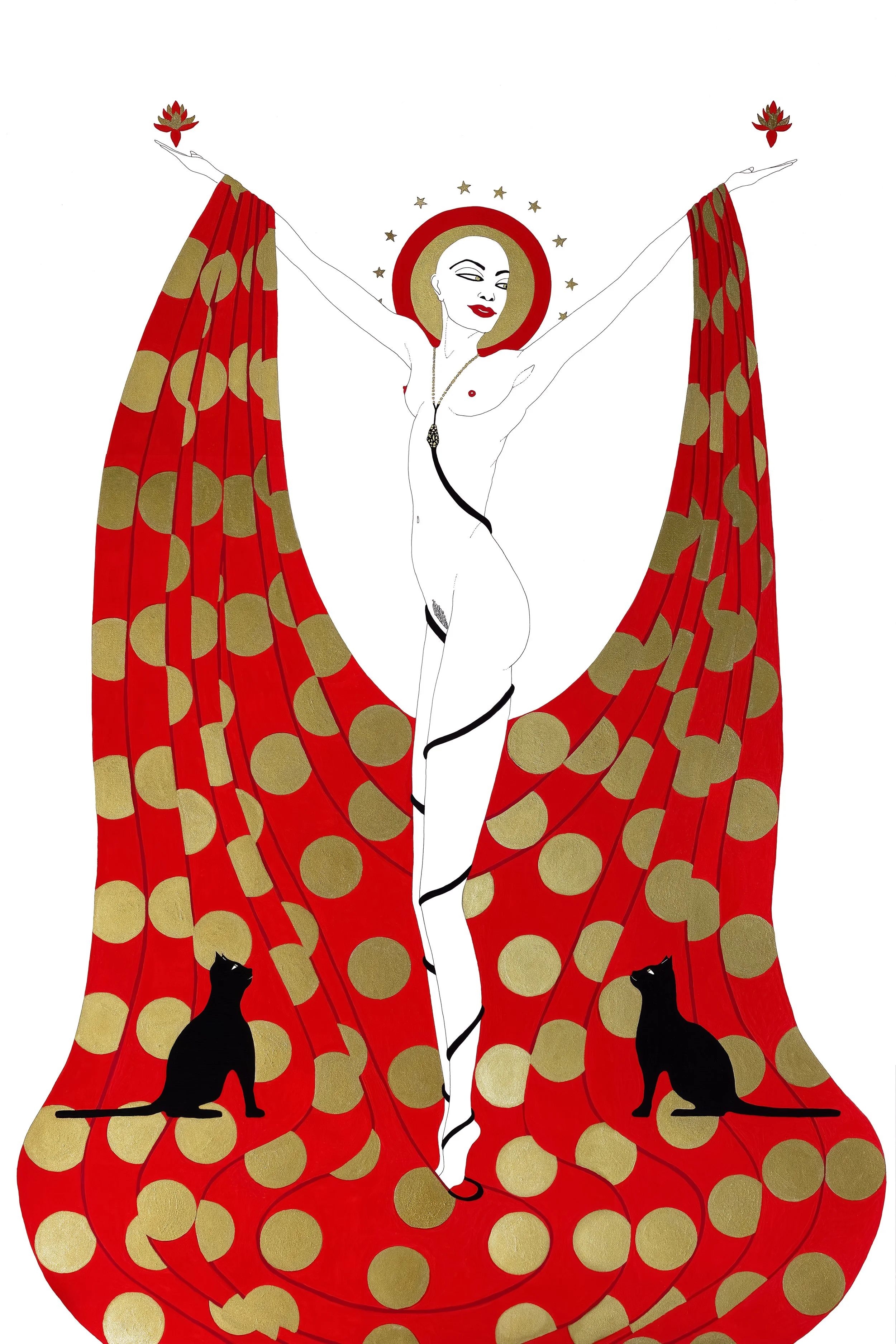 The Fool - 2025, ink and gouache on Bristol paper, 20” x 30”