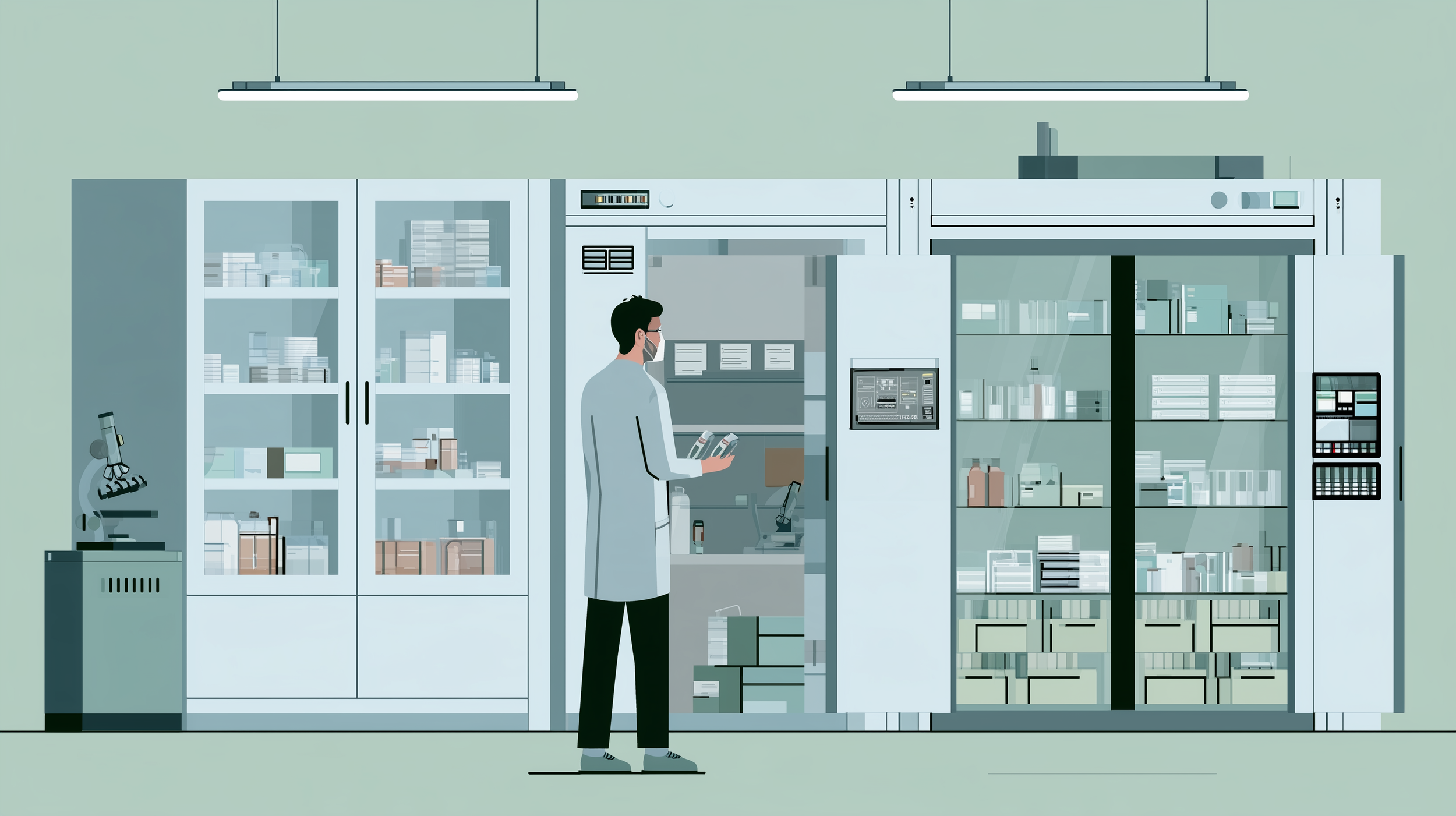 illustration of pharma lab drawn by hand