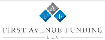 Logo for First Avenue Funding LLC featuring three overlapping diamonds with the letters A and F, and the company name below.