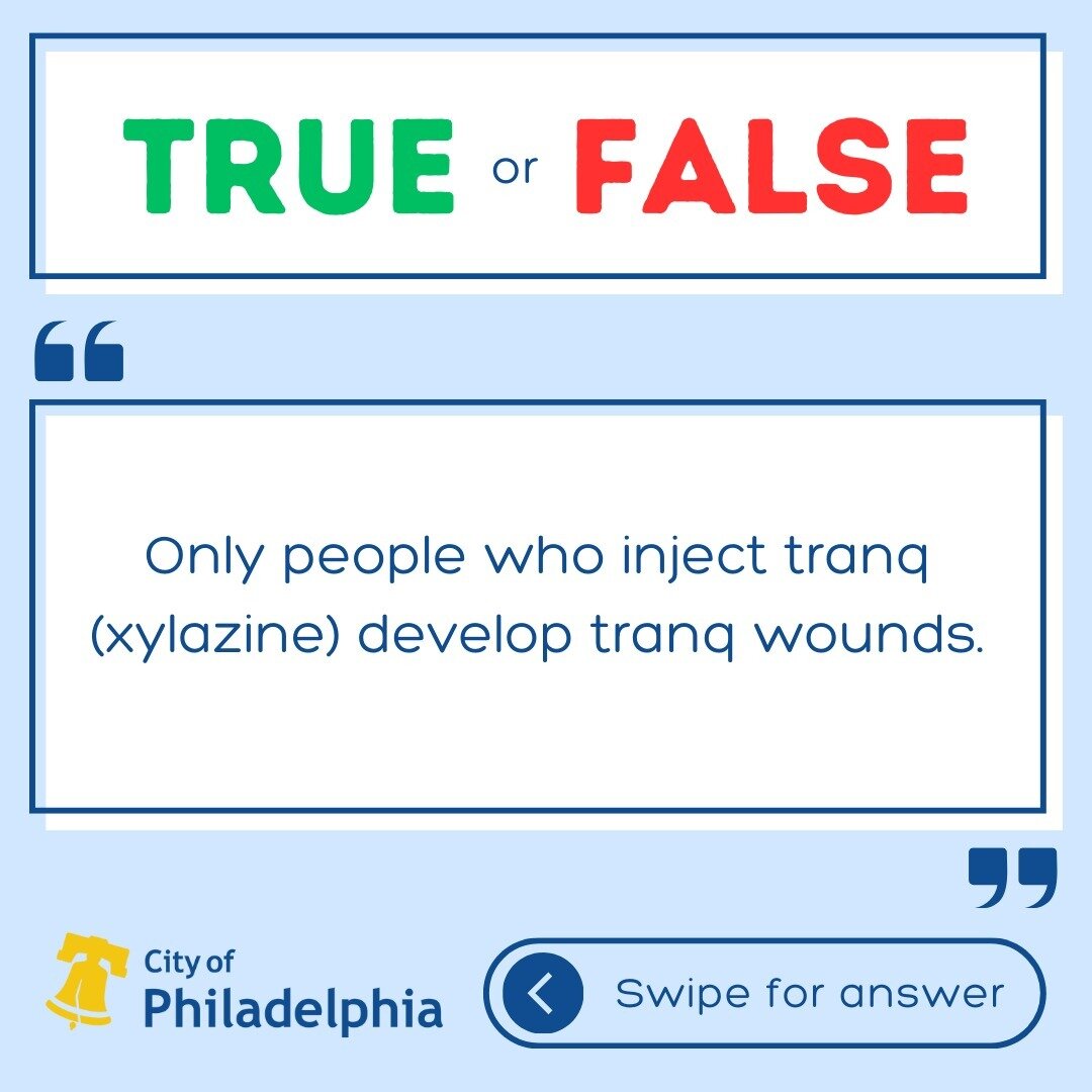 To learn more about tranq (xylazine), visit substanceusephilly.com or see the link in bio.