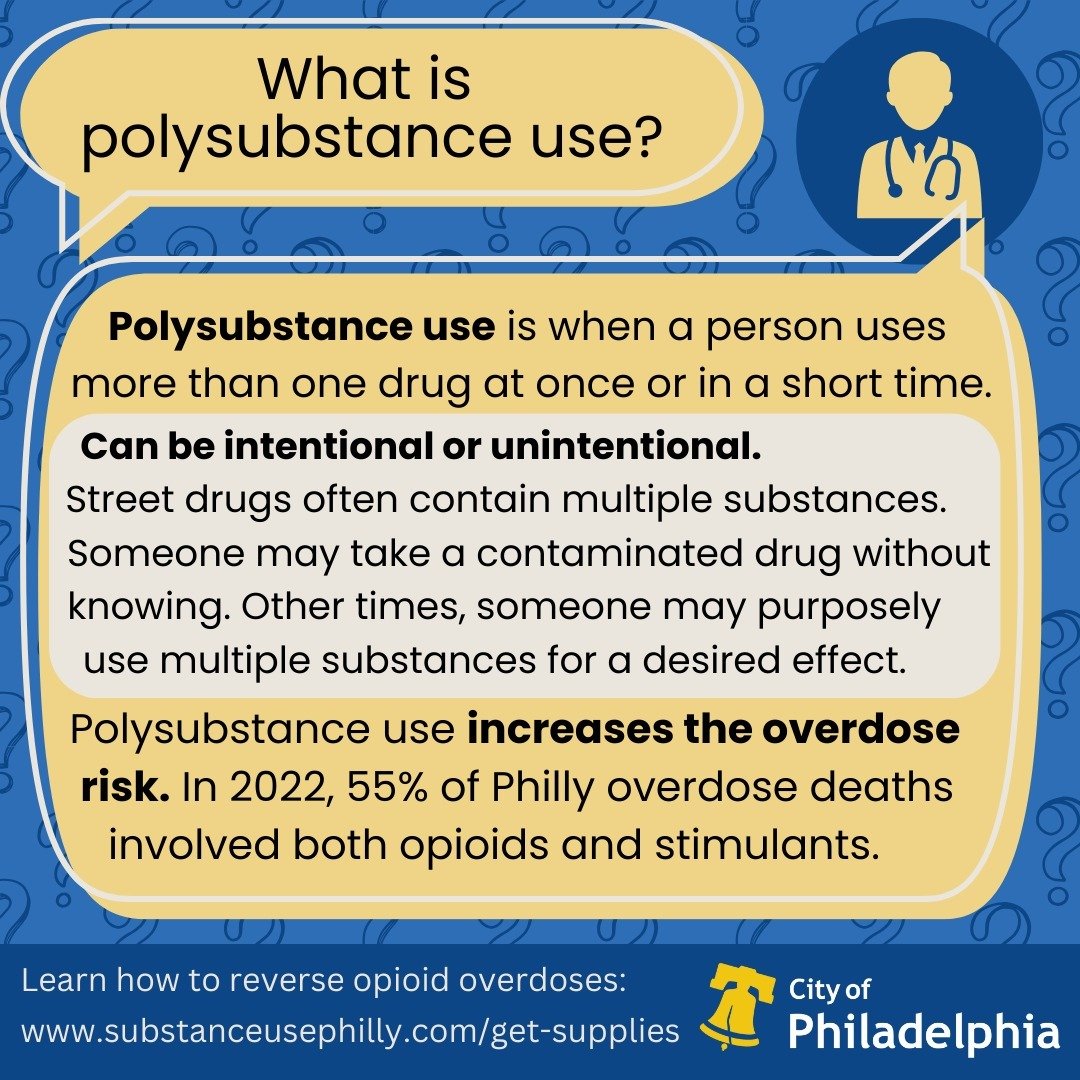 Polysubstance use is when a person uses more than one substance at once or within a short amount of time. Mixing substances increases the risk of overdose and causes unpredictable reactions.

Polysubstance use can be intentional or unintentional. Uni