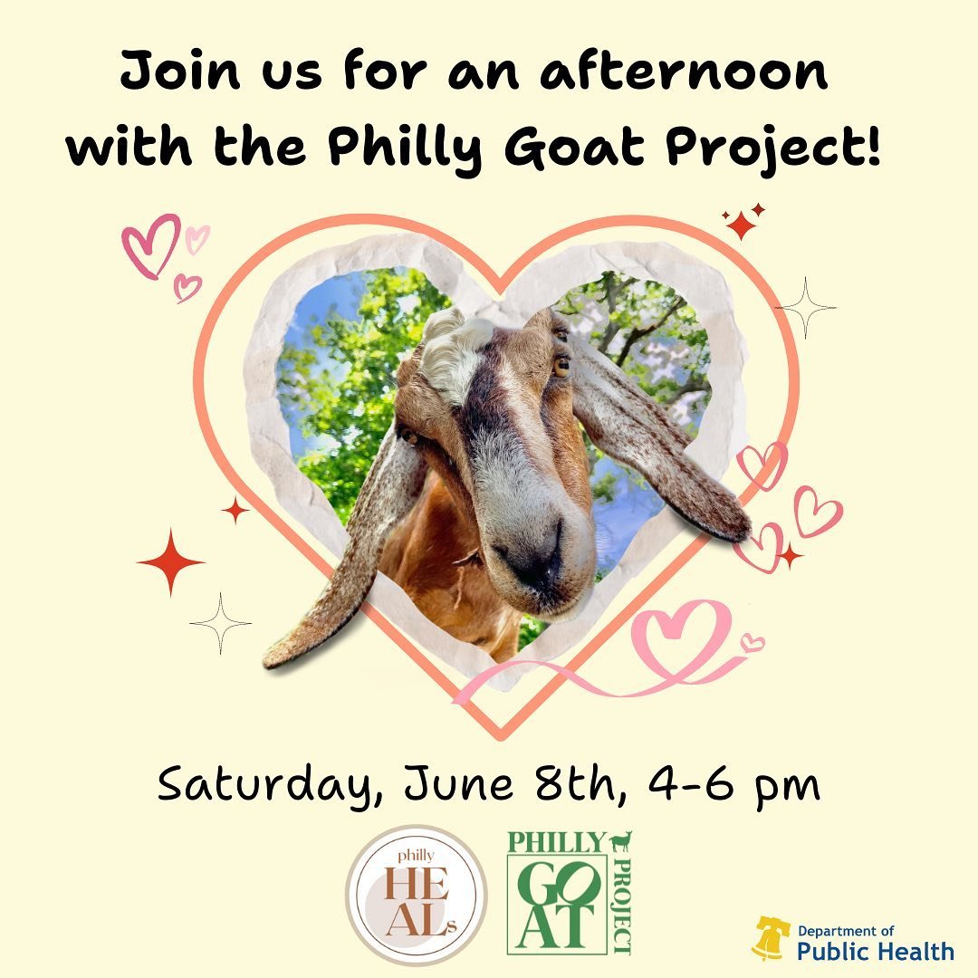 Come kid around with us at the Philly Goat Project&rsquo;s farm in Northwest Philly! Philly HEALs, SUPHR&rsquo;s Bereavement Team, is hosting a FREE family event there on Saturday, June 8 from 4 to 6 pm (with a rain date of Sunday, June 9 from 4:30 t