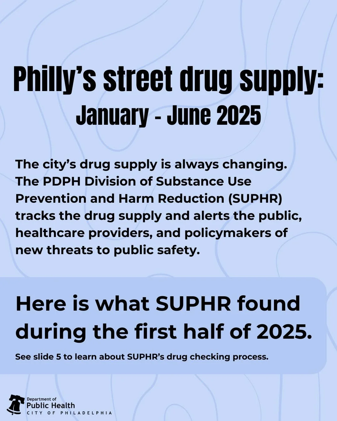The city&rsquo;s drug supply is always changing. The PDPH Division of Substance Use Prevention and Harm Reduction (SUPHR) tracks the drug supply and alerts the public, healthcare providers, and policymakers of new threats to public safety. This is a 