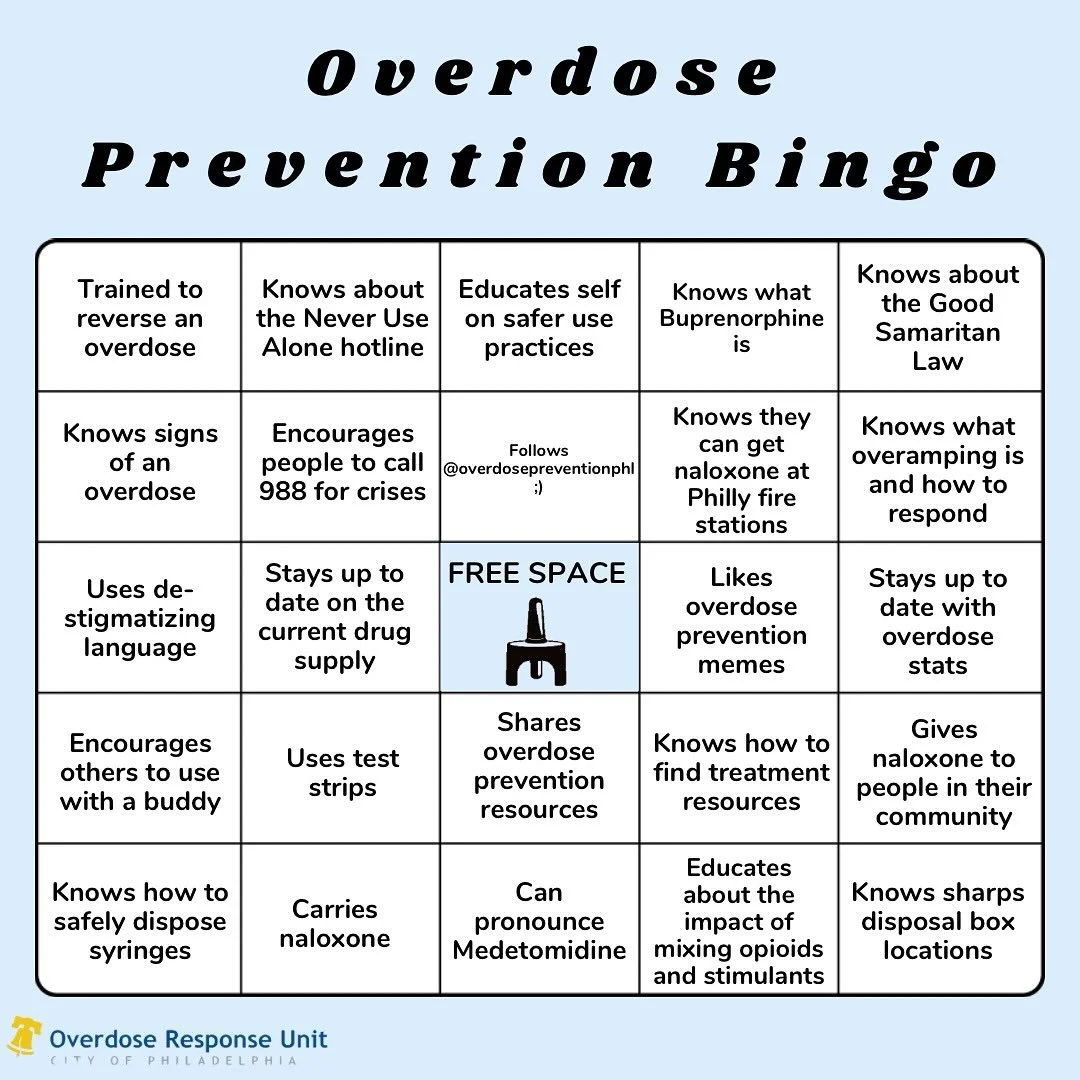 Forget a 2025 bingo board! Can you get bingo on our overdose prevention bingo board? 

We challenge you to screenshot this post and repost it on your IG story. Make sure to tag us!

PS: First person that&rsquo;s able to fill out the board wins&hellip
