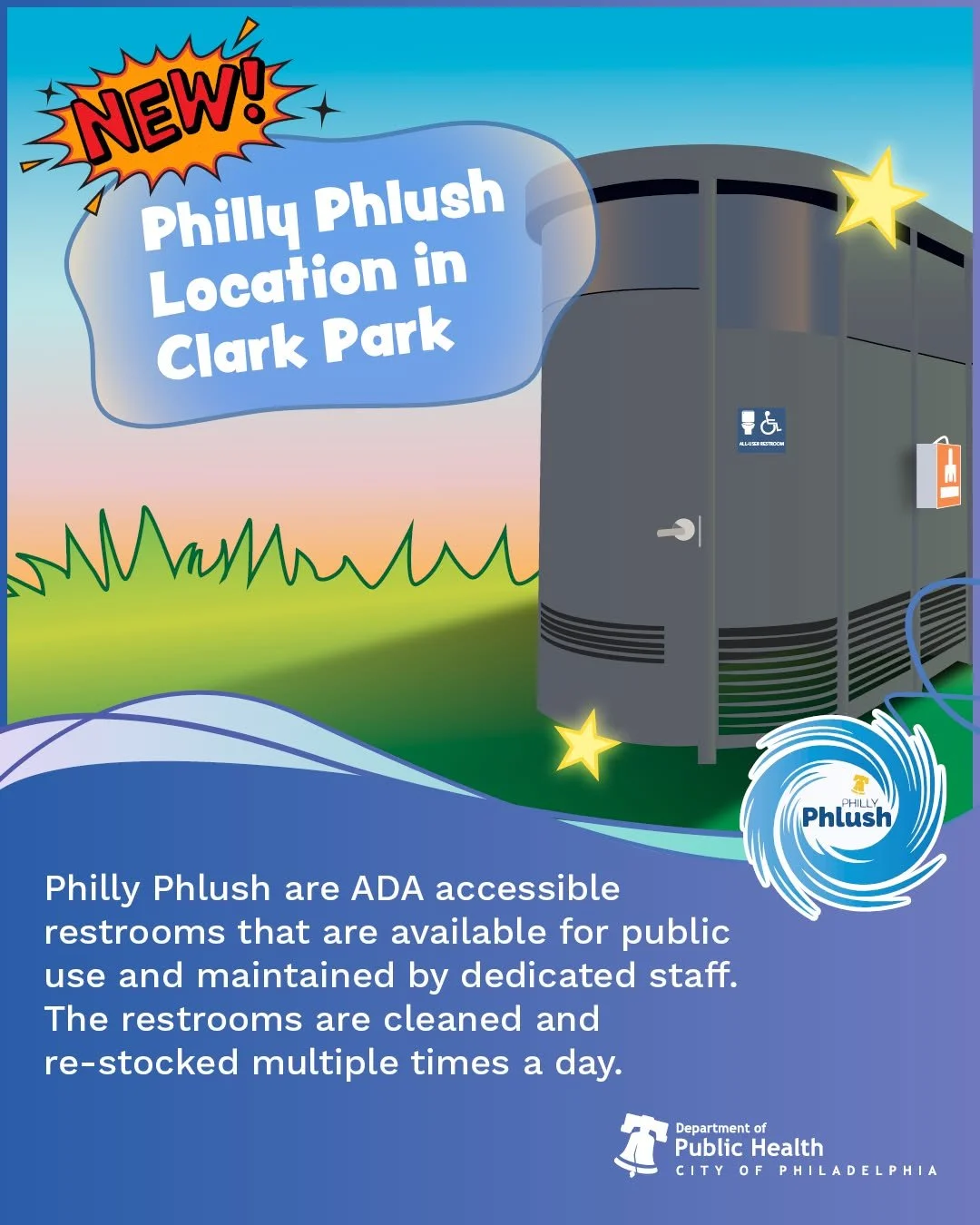 The Philly Phlush pilot program provides Philadelphians with access to free, clean public bathrooms in different parts of the city. This weekend, a third Phlush location will be opening up in Clark Park. Learn more about the Philly Phlush program at 