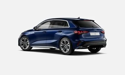 Blue station wagon car on a white background