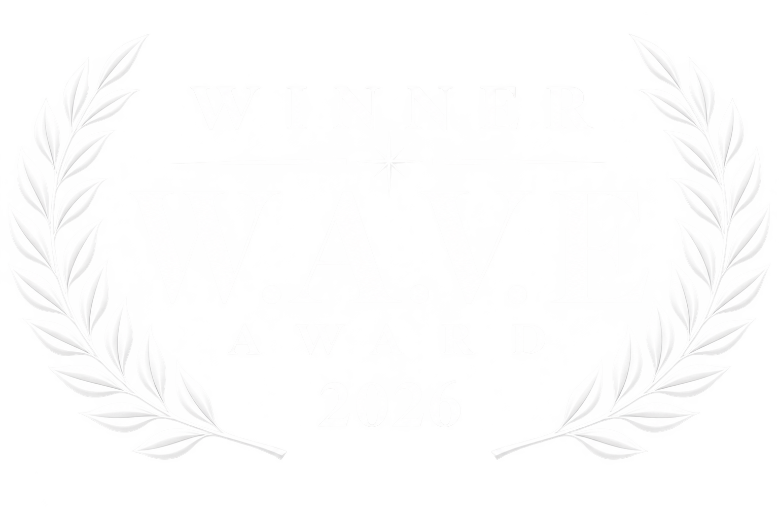 An award with the word "WINNER" at the top, surrounded by a laurel wreath, and text below that reads "WAVE AWARD 2026."