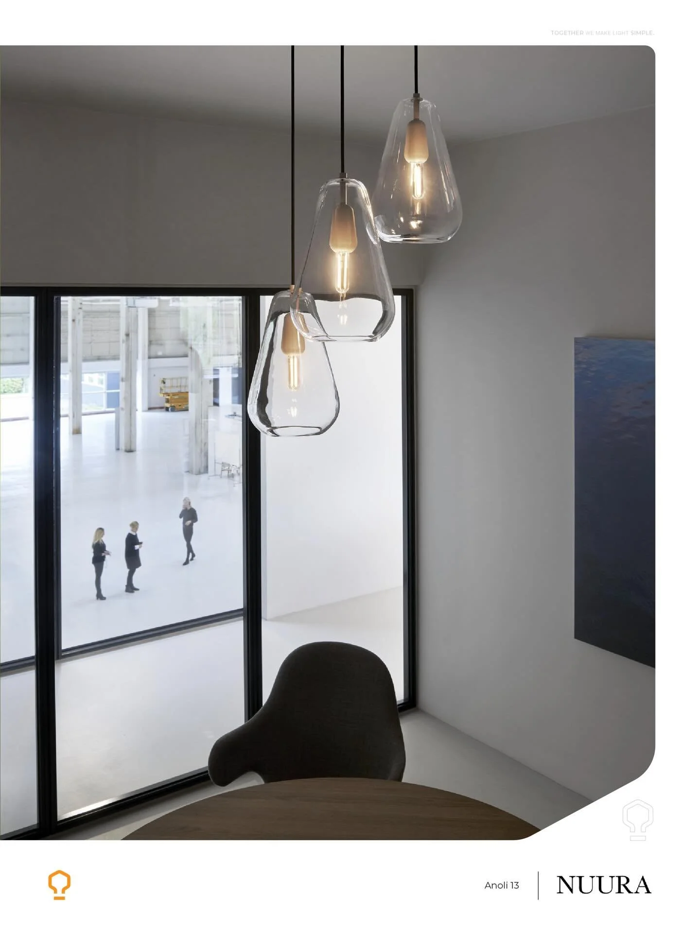 NUURA |  Anoli 13Designed by Sofie Refer. Anoli 13 is a striking cluster chandelier inspired by falling raindrops. The glass shades are hand-blown, &Oslash;7.4&rdquo; x 11.8&rdquo; tall. Choice of opal white or transparent glass with a hand-painted